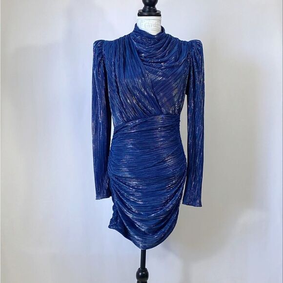 SABINA MUSÁYEV Maya Foiled Pleated Knit Minidress size M - Picture 3 of 12